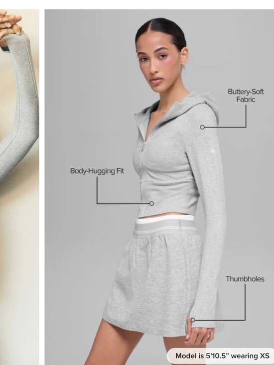 BRAND NEW - Alo Yoga Sway Full Zip Hoodie -Heather Grey- Size M - Picture 4 of 4